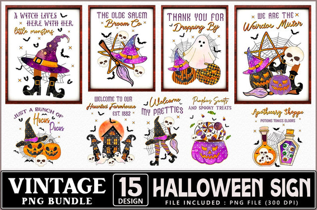 Vintage Halloween Sign Bundle Sublimation Shetara Begum 