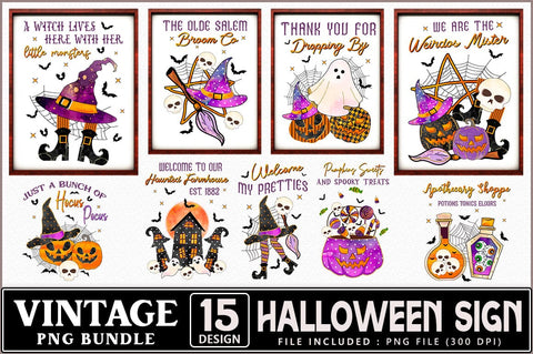 Vintage Halloween Sign Bundle Sublimation Shetara Begum 