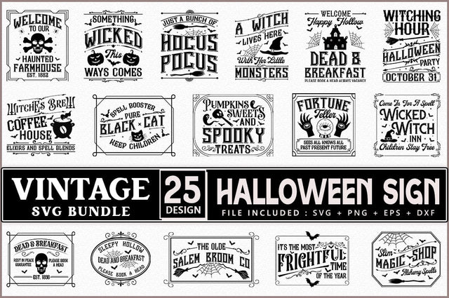 Vintage Halloween Sign Bundle SVG Shetara Begum 