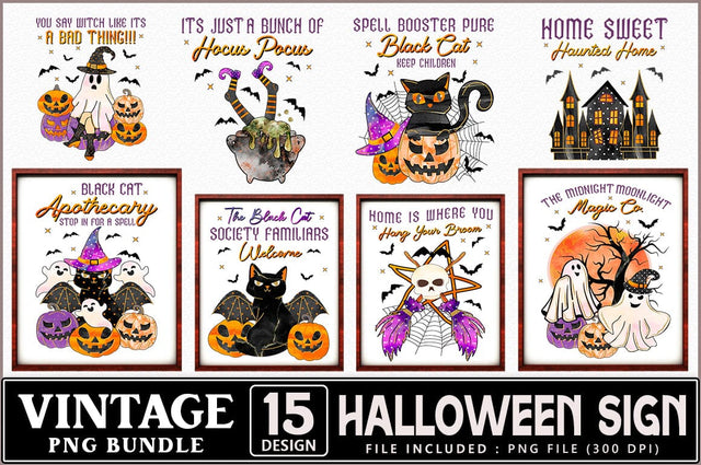 Vintage Halloween Sign PNG Bundle Sublimation Shetara Begum 