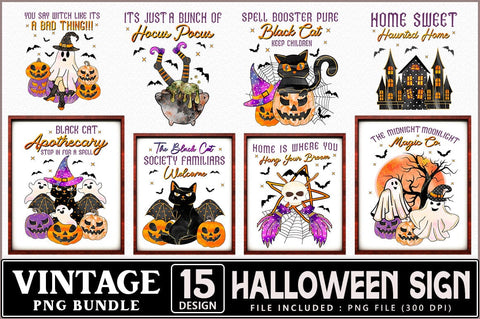 Vintage Halloween Sign PNG Bundle Sublimation Shetara Begum 