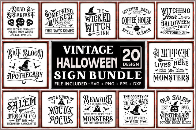 Vintage Halloween Sign SVG Bundle SVG Shetara Begum 