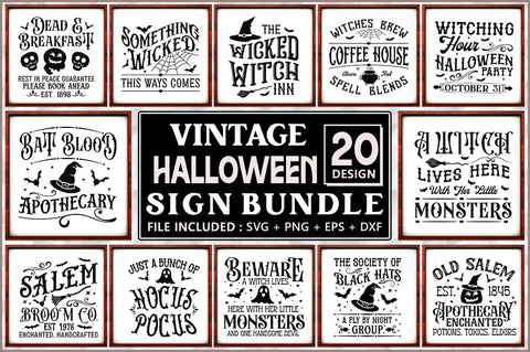 Vintage Halloween Sign SVG Bundle SVG Shetara Begum 