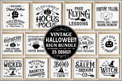 Vintage Halloween Sign SVG Bundle SVG Shetara Begum 