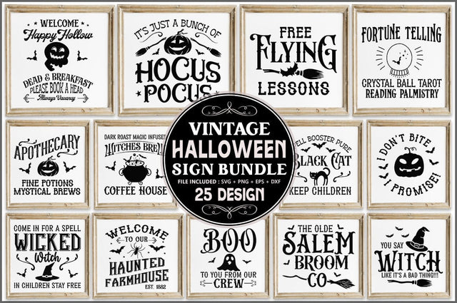 Vintage Halloween Sign SVG Bundle SVG Shetara Begum 