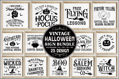 Vintage Halloween Sign SVG Bundle SVG Shetara Begum 