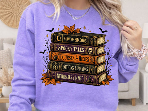 Vintage Halloween Stacked Spellbooks PNG SVG DesignDestine 