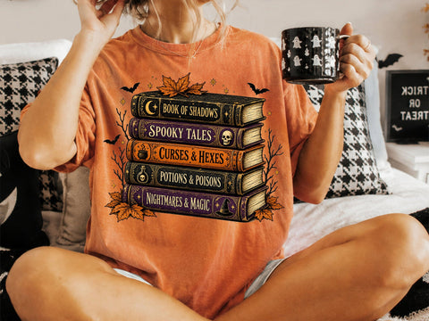 Vintage Halloween Stacked Spellbooks PNG SVG DesignDestine 