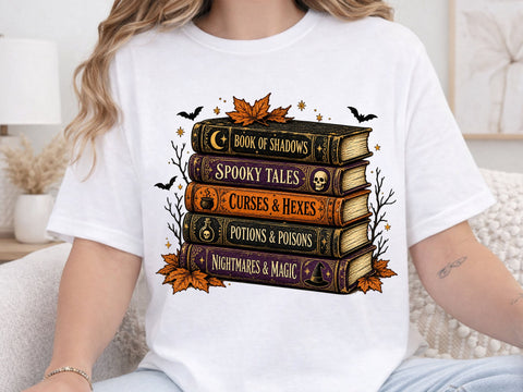 Vintage Halloween Stacked Spellbooks PNG SVG DesignDestine 