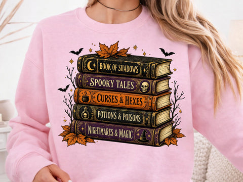 Vintage Halloween Stacked Spellbooks PNG SVG DesignDestine 