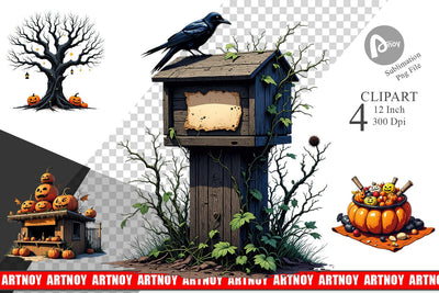 Vintage Halloween Sticker Sublimation artnoy 