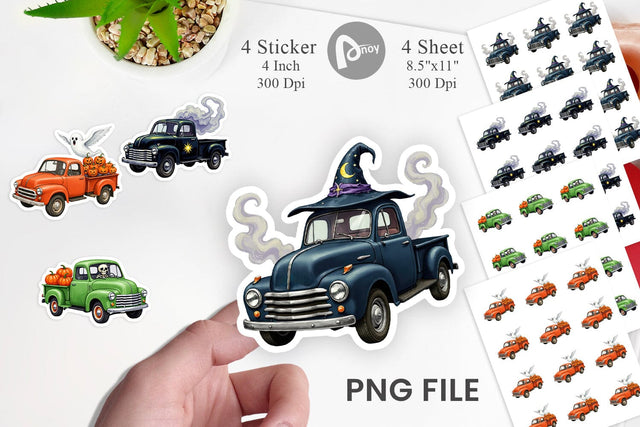 Vintage Halloween Truck Sticker Sublimation artnoy 