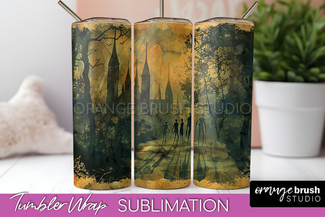 Vintage Halloween Tumbler Wrap, Spooky Halloween Sublimation Sublimation OrangeBrushStudio 