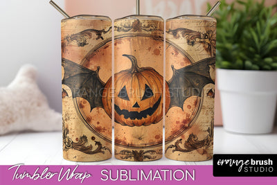 Vintage Halloween Tumbler Wrap, Spooky Halloween Sublimation Sublimation OrangeBrushStudio 