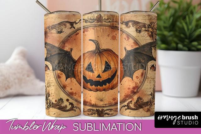 Vintage Halloween Tumbler Wrap, Spooky Halloween Sublimation Sublimation OrangeBrushStudio 