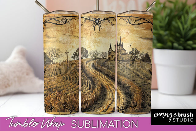 Vintage Halloween Tumbler Wrap, Spooky Halloween Sublimation Sublimation OrangeBrushStudio 