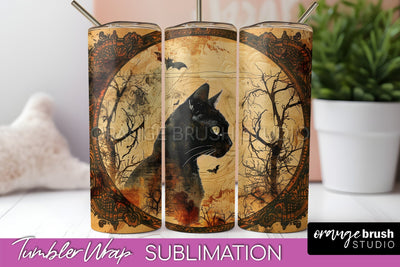 Vintage Halloween Tumbler Wrap, Spooky Halloween Sublimation Sublimation OrangeBrushStudio 