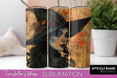 Vintage Halloween Tumbler Wrap, Spooky Halloween Sublimation Sublimation OrangeBrushStudio 