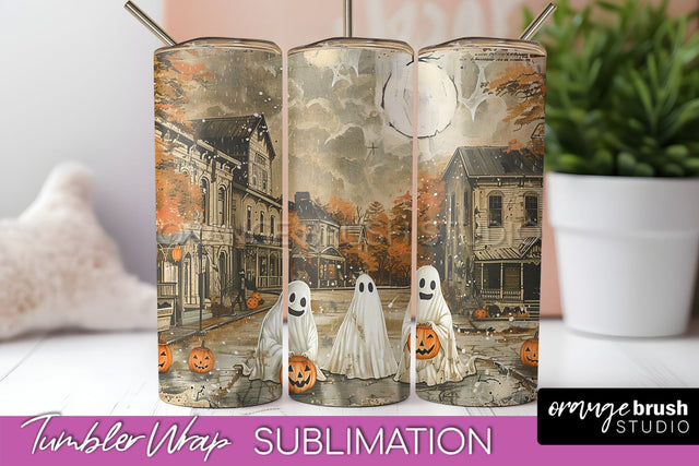 Vintage Halloween Tumbler Wrap, Spooky Halloween Sublimation Sublimation OrangeBrushStudio 