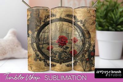 Vintage Halloween Tumbler Wrap, Spooky Halloween Sublimation Sublimation OrangeBrushStudio 