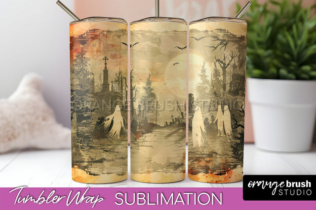 Vintage Halloween Tumbler Wrap, Spooky Halloween Sublimation Sublimation OrangeBrushStudio 