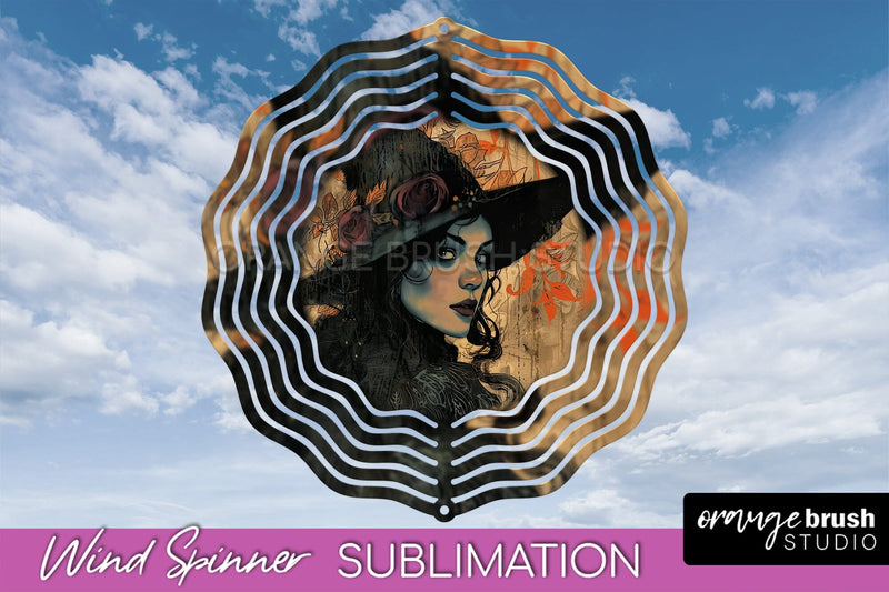Vintage Halloween Wind Spinner Sublimation - Spooky PNG Sublimation OrangeBrushStudio 