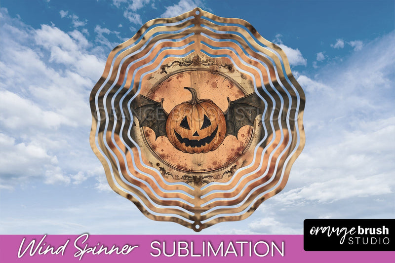 Vintage Halloween Wind Spinner Sublimation - Spooky PNG Sublimation OrangeBrushStudio 