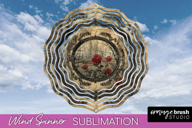 Vintage Halloween Wind Spinner Sublimation - Spooky PNG Sublimation OrangeBrushStudio 