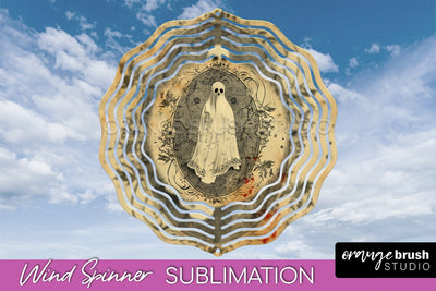 Vintage Halloween Wind Spinner Sublimation - Spooky PNG Sublimation OrangeBrushStudio 