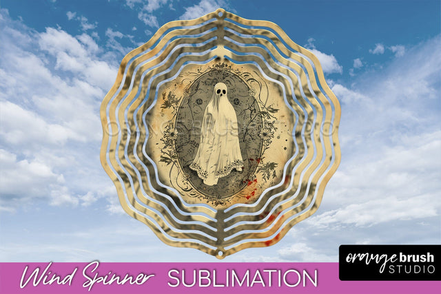 Vintage Halloween Wind Spinner Sublimation - Spooky PNG Sublimation OrangeBrushStudio 