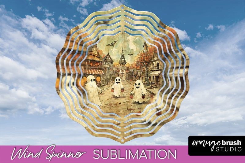 Vintage Halloween Wind Spinner Sublimation - Spooky PNG Sublimation OrangeBrushStudio 