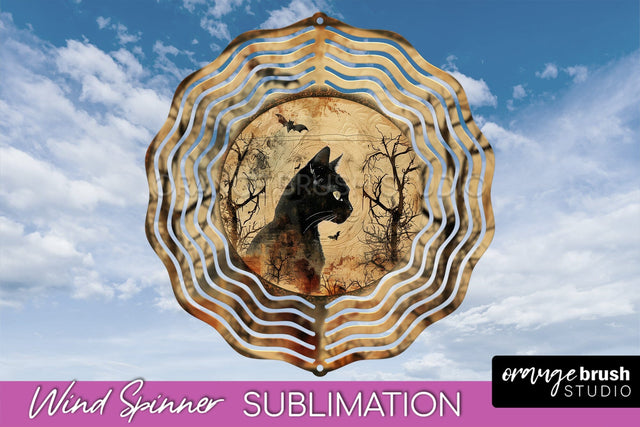 Vintage Halloween Wind Spinner Sublimation - Spooky PNG Sublimation OrangeBrushStudio 