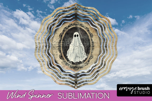 Vintage Halloween Wind Spinner Sublimation - Spooky PNG Sublimation OrangeBrushStudio 