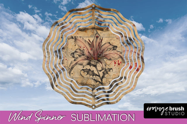 Vintage Halloween Wind Spinner Sublimation - Spooky PNG Sublimation OrangeBrushStudio 