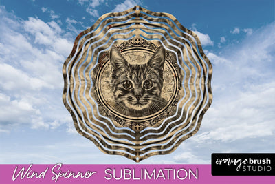 Vintage Halloween Wind Spinner Sublimation - Spooky PNG Sublimation OrangeBrushStudio 
