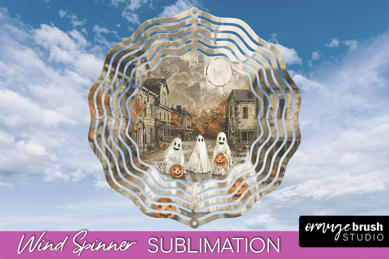 Vintage Halloween Wind Spinner Sublimation - Spooky PNG Sublimation OrangeBrushStudio 
