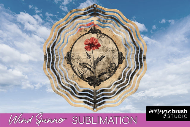 Vintage Halloween Wind Spinner Sublimation - Spooky PNG Sublimation OrangeBrushStudio 