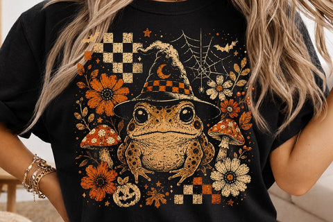 Vintage Halloween Witch Frog PNG SVG DesignDestine 