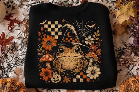 Vintage Halloween Witch Frog PNG SVG DesignDestine 