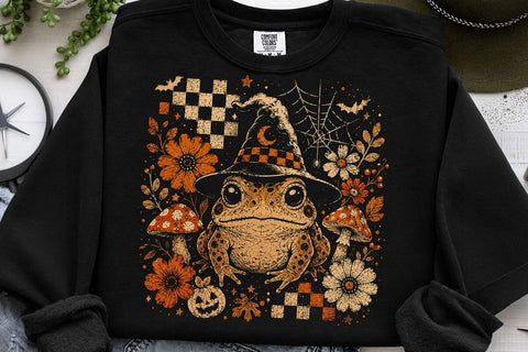 Vintage Halloween Witch Frog PNG SVG DesignDestine 