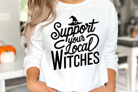 Vintage Halloween Witch SVG PNG, Support your local witch SVG FiveStarCrafting 