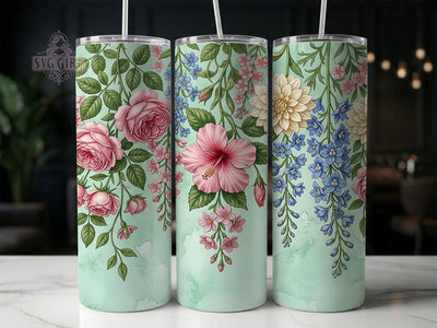 Vintage Hanging Floral 20oz Tumbler, Vintage Hanging Floral, Hanging Floral, Vintage Floral Tumbler, Floral Tumbler, 20oz Tumbler, Hanging Floral Design, Tumbler Wrap Sublimation SvggirlplusArt 