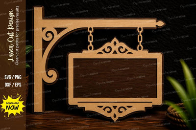 Vintage Hanging Shop Sign Laser Cut SVG Design SVG Regulrcrative 