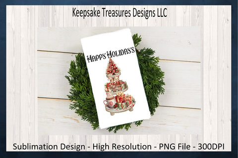 Vintage Happy Holidays Tiered Tray, Sublimation PNG, Happy Holidays Tiered Tray, Christmas Vintage, PNG Printable, Digital Download Sublimation Keepsake Treasures Designs LLC. 