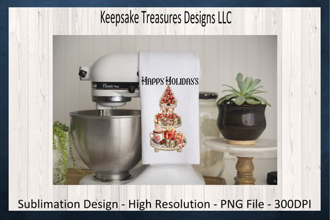Vintage Happy Holidays Tiered Tray, Sublimation PNG, Happy Holidays Tiered Tray, Christmas Vintage, PNG Printable, Digital Download Sublimation Keepsake Treasures Designs LLC. 