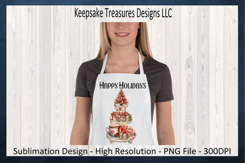 Vintage Happy Holidays Tiered Tray, Sublimation PNG, Happy Holidays Tiered Tray, Christmas Vintage, PNG Printable, Digital Download Sublimation Keepsake Treasures Designs LLC. 