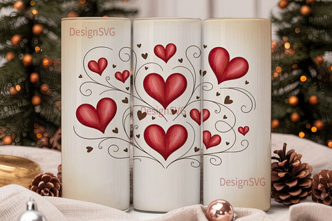Vintage Hearts 20oz Tumbler Wrap Sublimation DesignSVG 