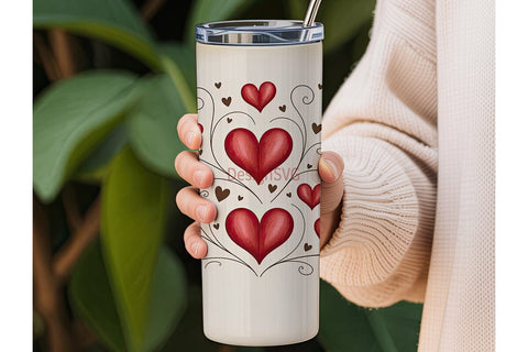 Vintage Hearts 20oz Tumbler Wrap Sublimation DesignSVG 