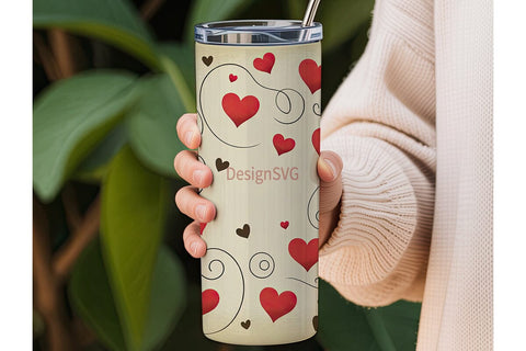 Vintage Hearts 20oz Tumbler Wrap Sublimation DesignSVG 