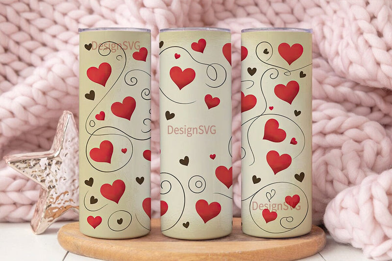 Vintage Hearts 20oz Tumbler Wrap Sublimation DesignSVG 